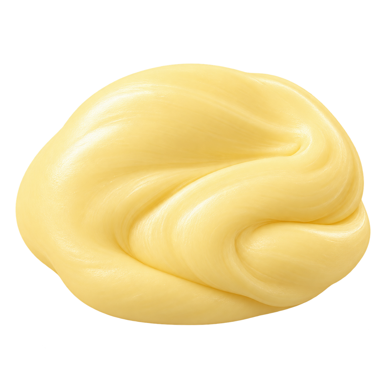 Illustrated buttery yellow slime with smooth creamy folds