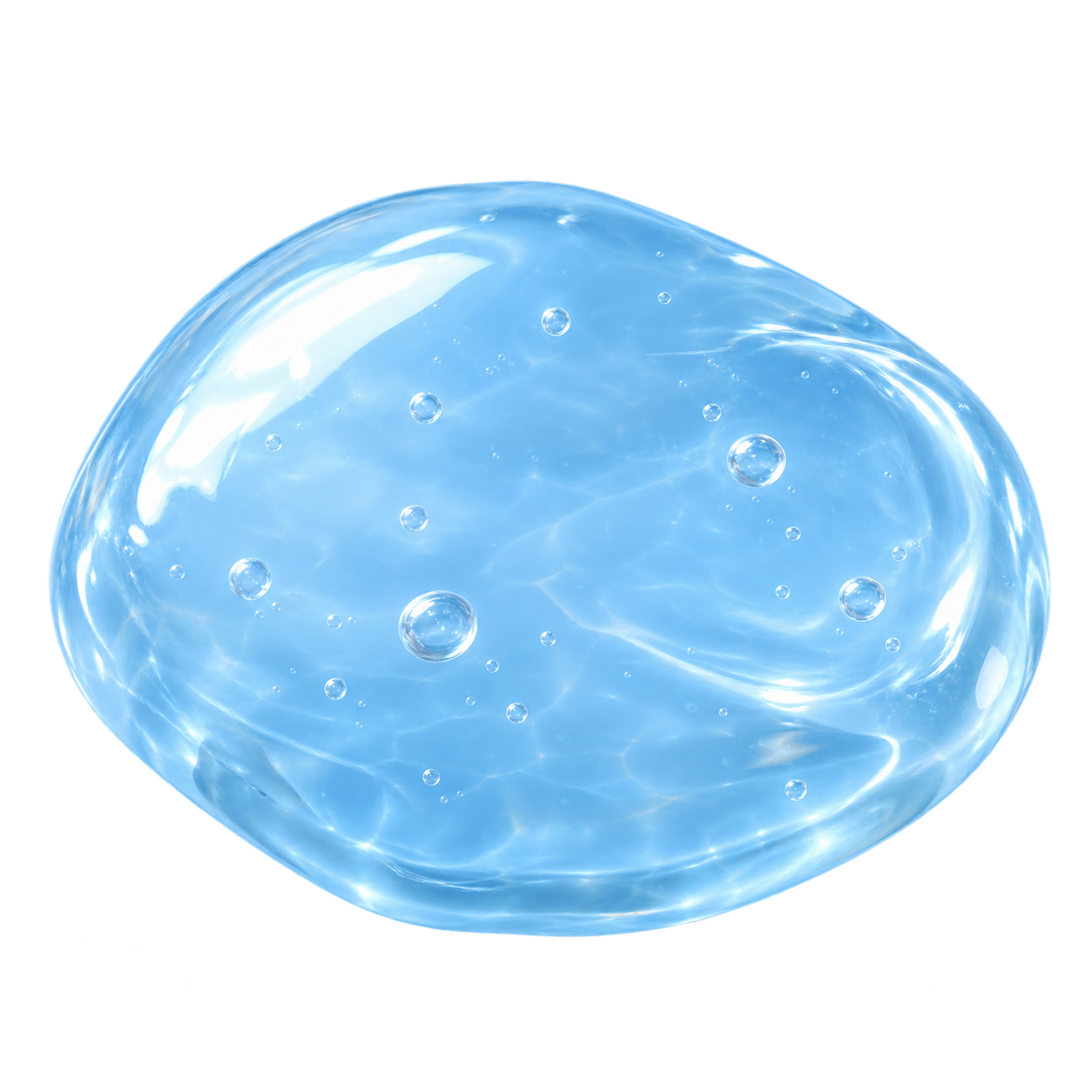 Illustrated translucent sky-blue Clear slime with suspended bubbles