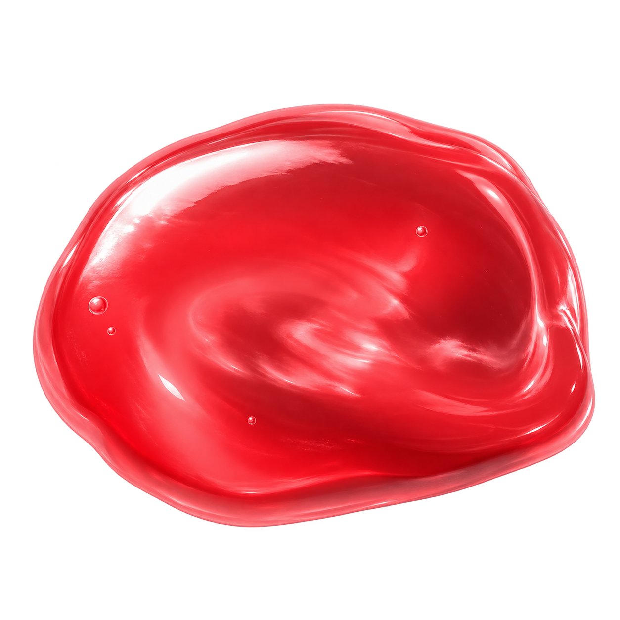 Illustrated cherry-red Glossy slime with a smooth wet shine